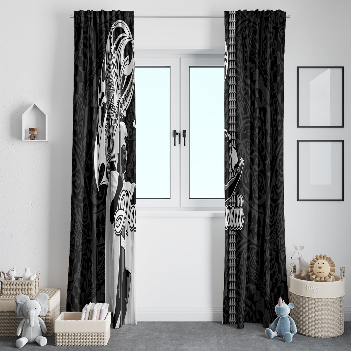 Hawaii Niihau Island Window Curtain Hawaiian King and Kakau Symbols Abstract Shoulder Tattoo LT03 - Polynesian Pride