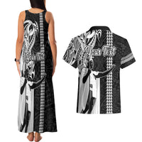 Custom Hawaii Niihau Island Couples Matching Tank Maxi Dress and Hawaiian Shirt Hawaiian King and Kakau Symbols Abstract Shoulder Tattoo LT03 - Polynesian Pride