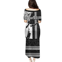 Custom Hawaii Niihau Island Family Matching Puletasi Dress and Hawaiian Shirt Hawaiian King and Kakau Symbols Abstract Shoulder Tattoo LT03 - Polynesian Pride