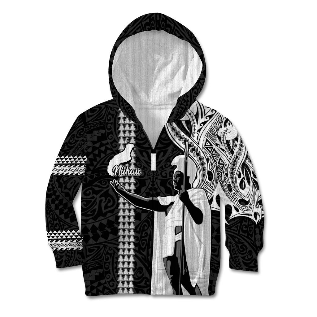 Custom Hawaii Niihau Island Kid Hoodie Hawaiian King and Kakau Symbols Abstract Shoulder Tattoo LT03 - Polynesian Pride