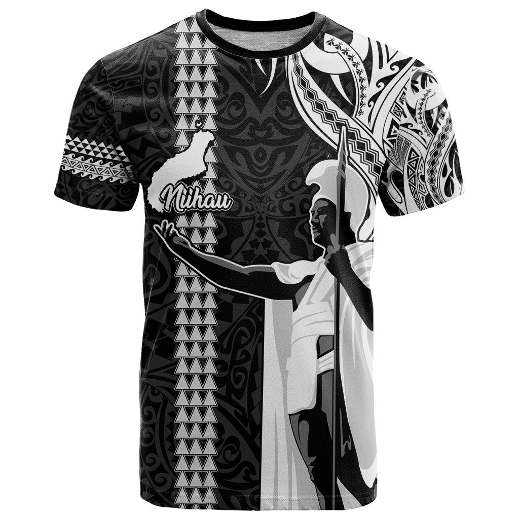 Custom Hawaii Niihau Island T Shirt Hawaiian King and Kakau Symbols Abstract Shoulder Tattoo LT03 Black - Polynesian Pride