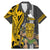 Hawaii Oahu Island Family Matching Mermaid Dress and Hawaiian Shirt Hawaiian Warrior and Kakau Symbols Abstract Tattoo LT03 Dad's Shirt - Short Sleeve Yellow - Polynesian Pride