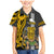 Hawaii Oahu Island Family Matching Mermaid Dress and Hawaiian Shirt Hawaiian Warrior and Kakau Symbols Abstract Tattoo LT03 Son's Shirt Yellow - Polynesian Pride