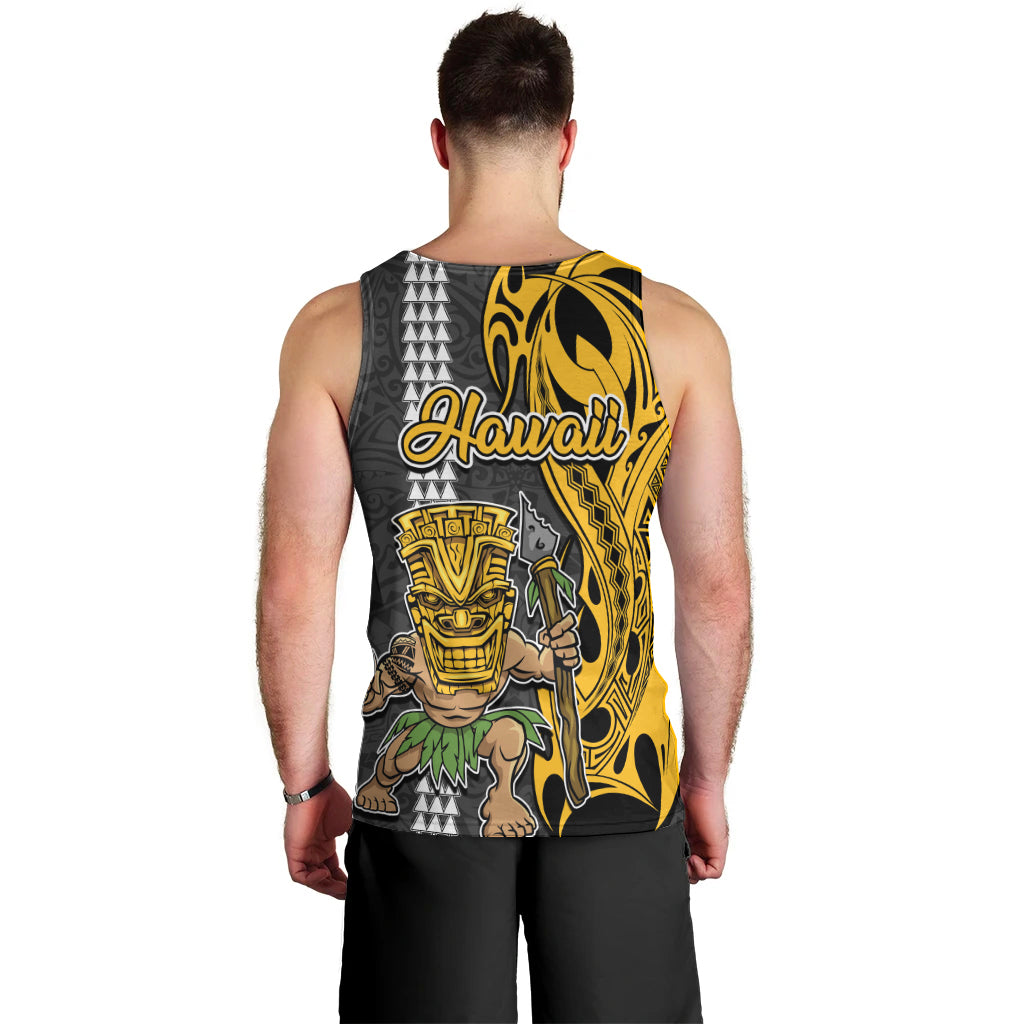 Hawaii Oahu Island Men Tank Top Hawaiian Warrior and Kakau Symbols Abstract Tattoo LT03 - Polynesian Pride