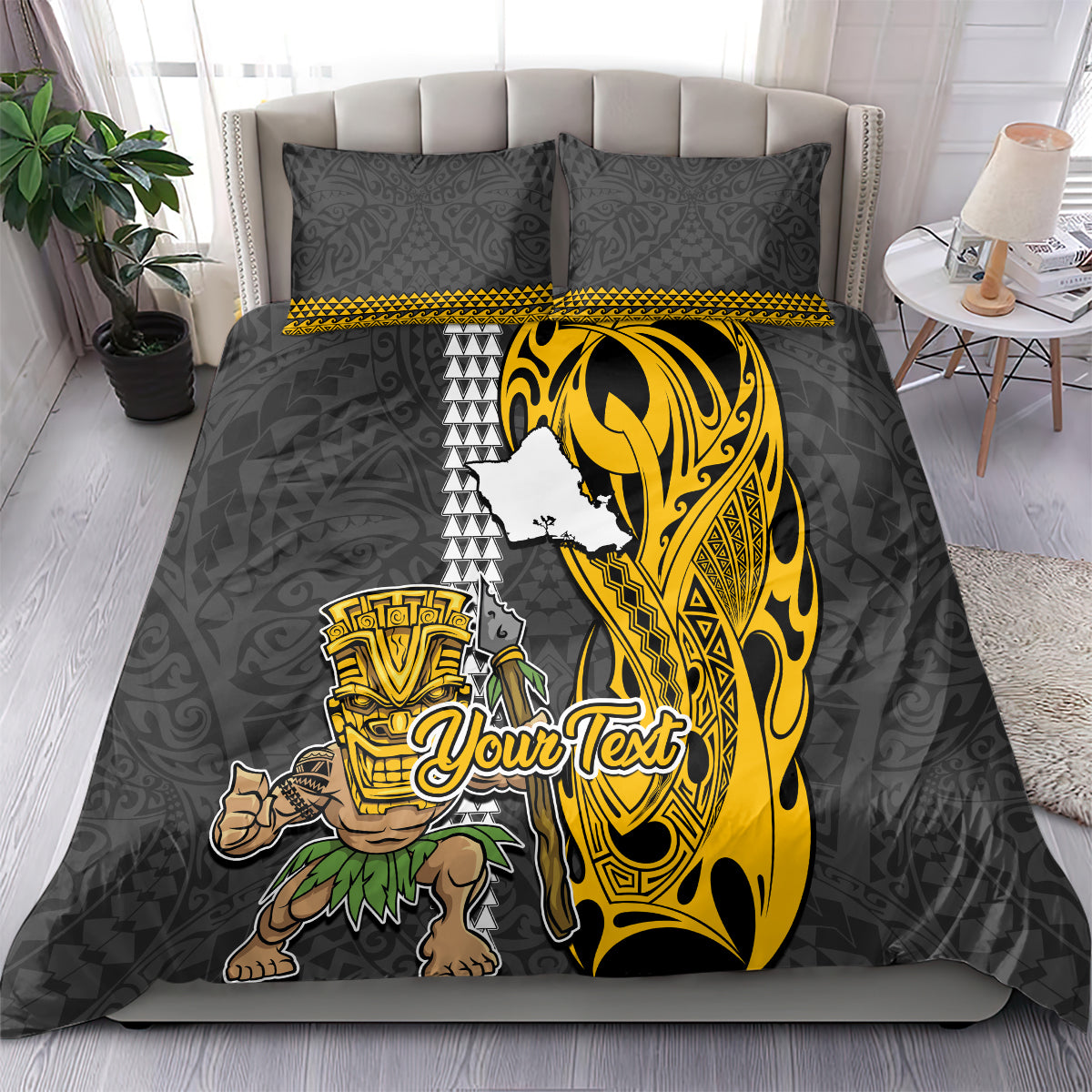 Custom Hawaii Oahu Island Bedding Set Hawaiian Warrior and Kakau Symbols Abstract Tattoo LT03 - Polynesian Pride