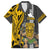 Custom Hawaii Oahu Island Family Matching Short Sleeve Bodycon Dress and Hawaiian Shirt Hawaiian Warrior and Kakau Symbols Abstract Tattoo LT03 Dad's Shirt - Short Sleeve Yellow - Polynesian Pride