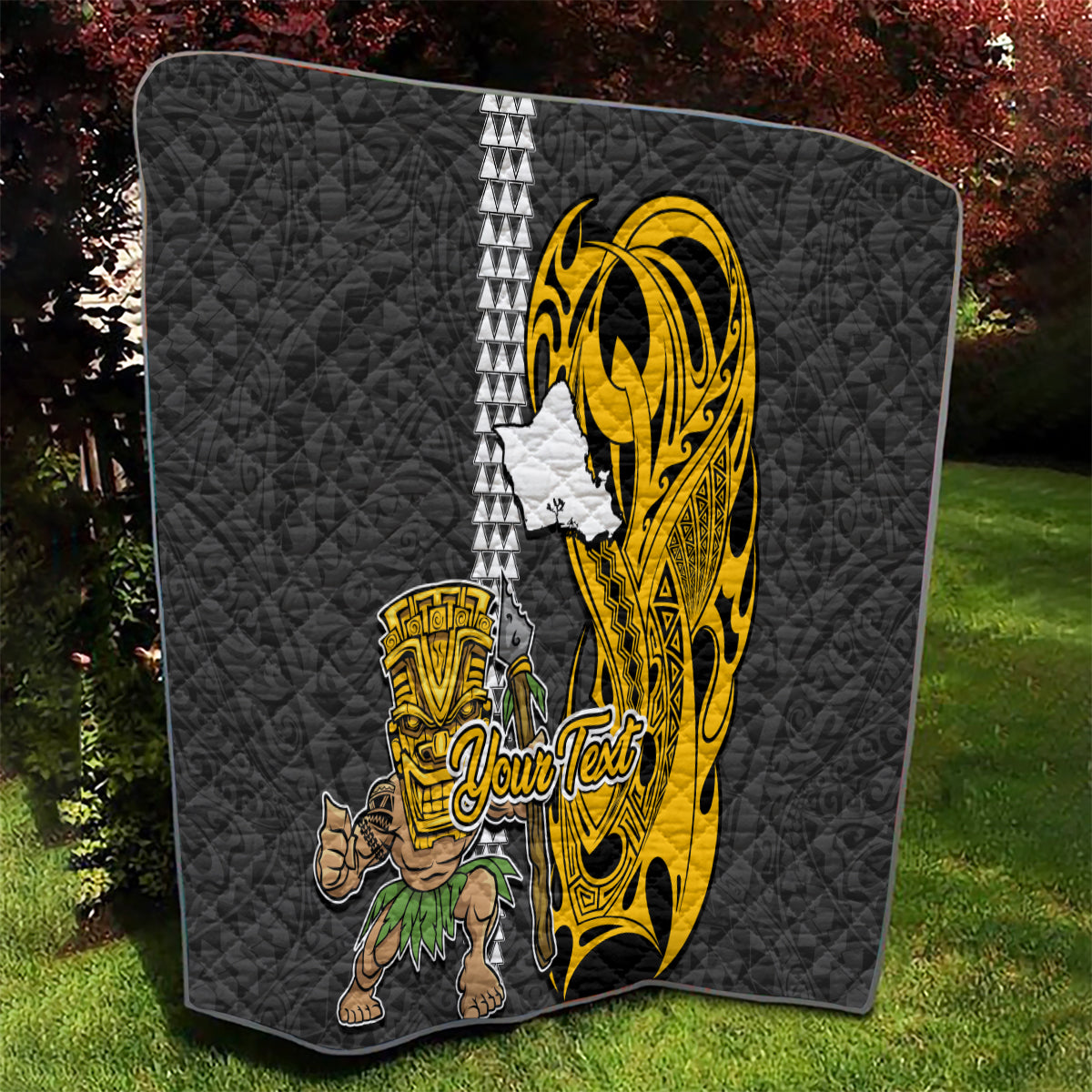 Custom Hawaii Oahu Island Quilt Hawaiian Warrior and Kakau Symbols Abstract Tattoo LT03 - Polynesian Pride