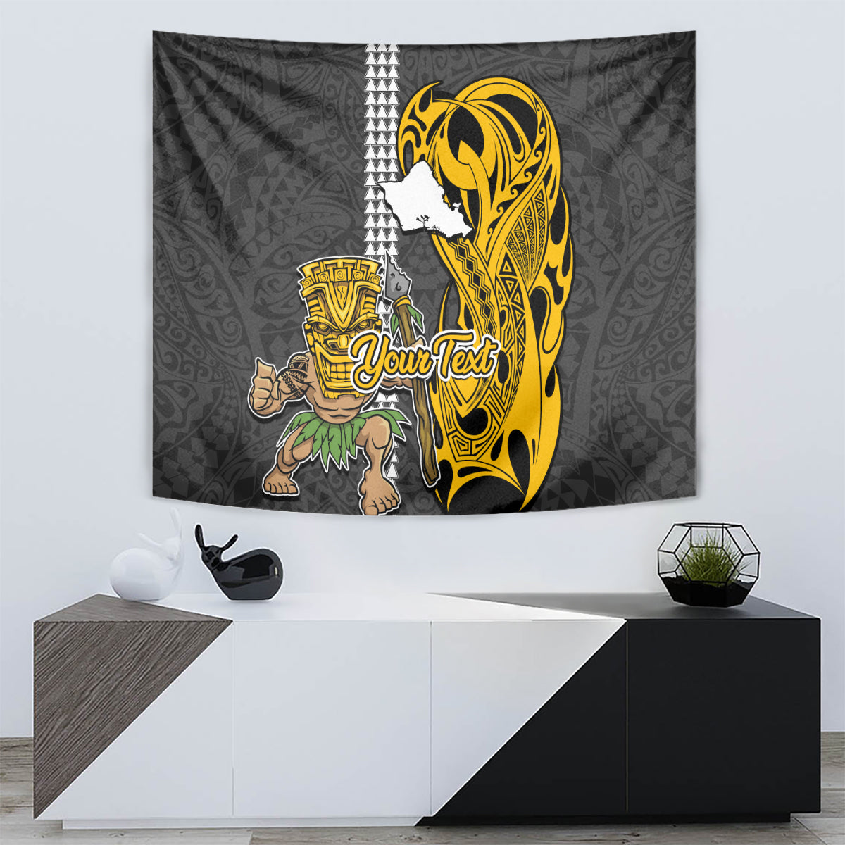 Custom Hawaii Oahu Island Tapestry Hawaiian Warrior and Kakau Symbols Abstract Tattoo LT03 - Polynesian Pride