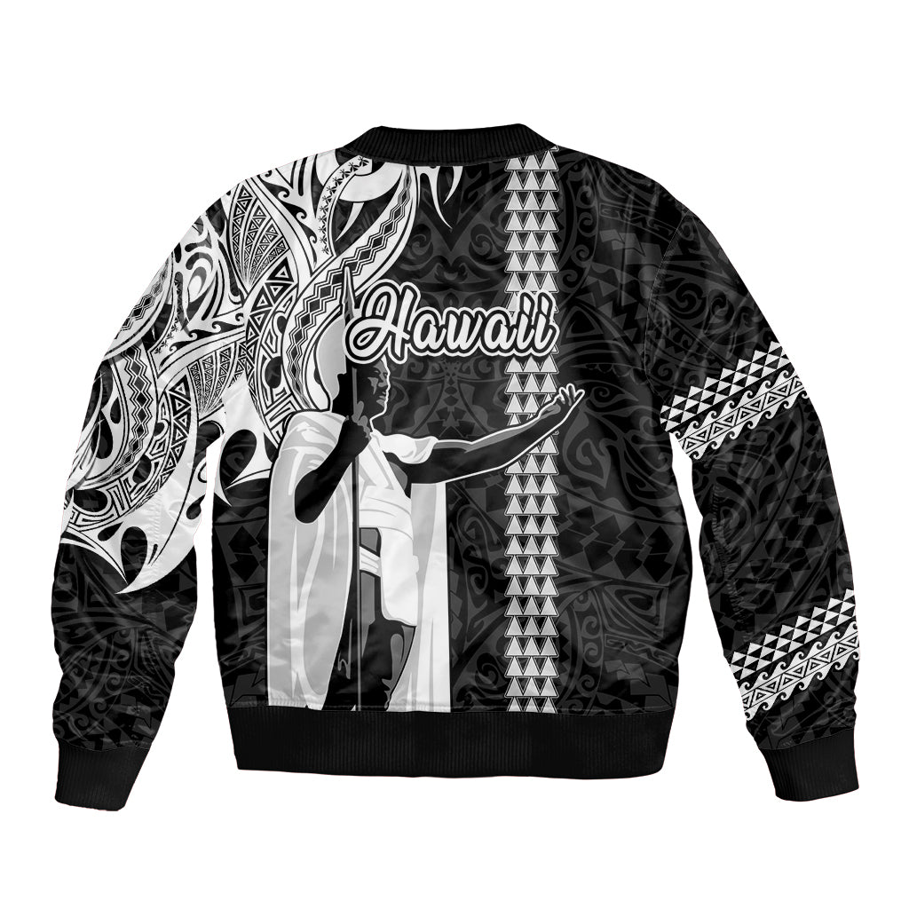 Hawaii Oahu Island Bomber Jacket Hawaiian King and Kakau Symbols Abstract Shoulder Tattoo LT03 - Polynesian Pride