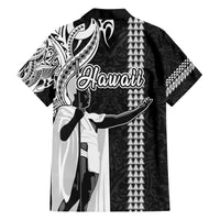 Hawaii Oahu Island Family Matching Short Sleeve Bodycon Dress and Hawaiian Shirt Hawaiian King and Kakau Symbols Abstract Shoulder Tattoo LT03 - Polynesian Pride