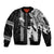 Hawaii Oahu Island Sleeve Zip Bomber Jacket Hawaiian King and Kakau Symbols Abstract Shoulder Tattoo LT03 Unisex Black - Polynesian Pride