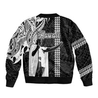Hawaii Oahu Island Sleeve Zip Bomber Jacket Hawaiian King and Kakau Symbols Abstract Shoulder Tattoo LT03 - Polynesian Pride