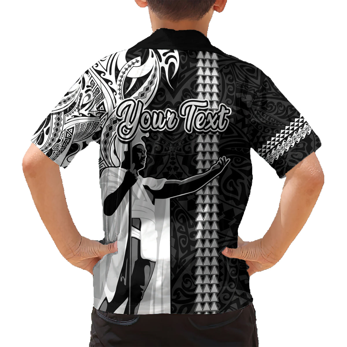 Custom Hawaii Oahu Island Kid Hawaiian Shirt Hawaiian King and Kakau Symbols Abstract Shoulder Tattoo LT03 - Polynesian Pride