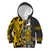 Hawaii Kahoolawe Island Kid Hoodie Hawaiian Warrior and Kakau Symbols Abstract Tattoo LT03 Yellow - Polynesian Pride