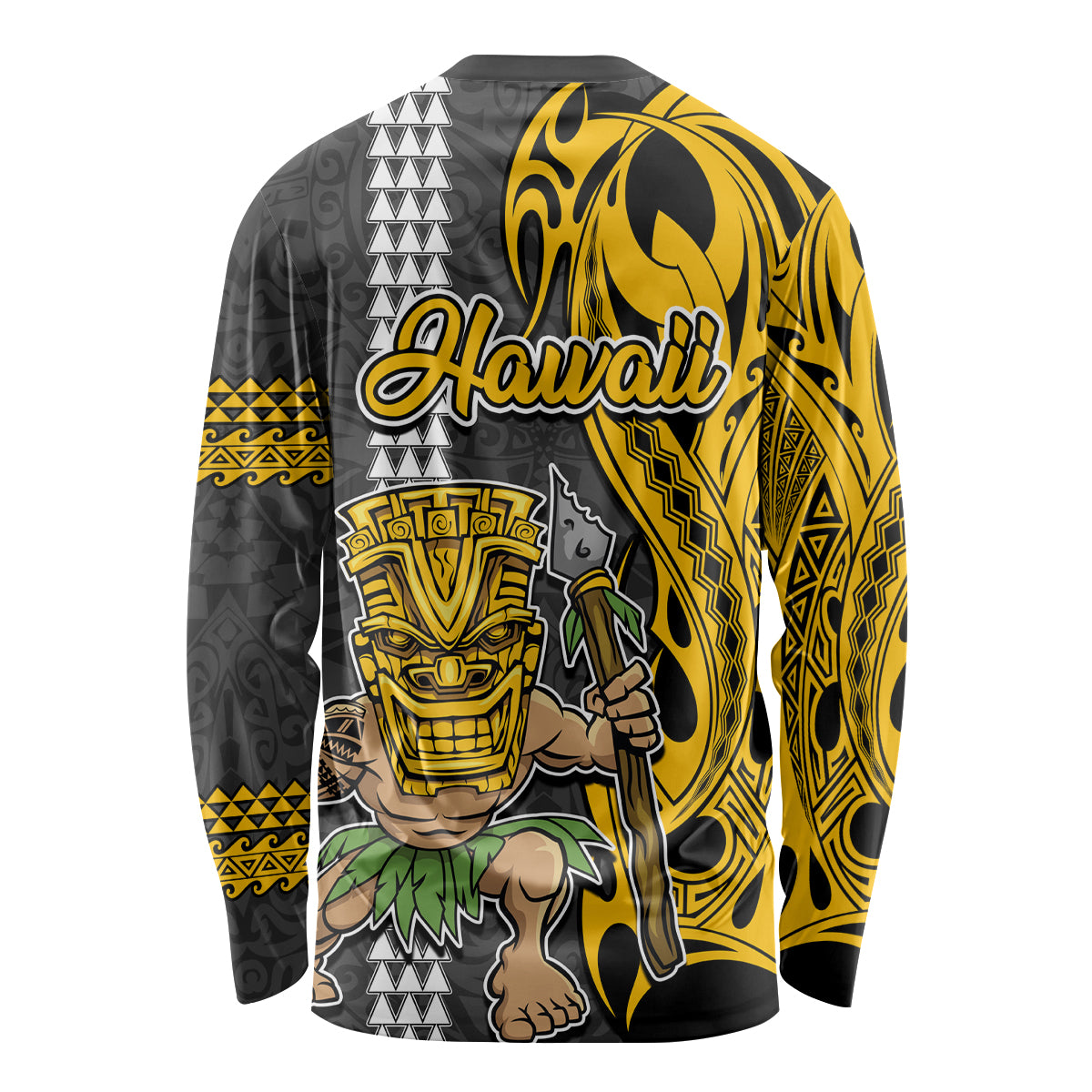 Hawaii Kahoolawe Island Long Sleeve Shirt Hawaiian Warrior and Kakau Symbols Abstract Tattoo LT03 - Polynesian Pride