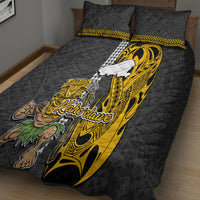 Hawaii Kahoolawe Island Quilt Bed Set Hawaiian Warrior and Kakau Symbols Abstract Tattoo LT03 - Polynesian Pride