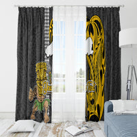 Custom Hawaii Kahoolawe Island Window Curtain Hawaiian Warrior and Kakau Symbols Abstract Tattoo LT03 - Polynesian Pride