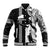 Hawaii Kahoolawe Island Baseball Jacket Hawaiian King and Kakau Symbols Abstract Shoulder Tattoo LT03 Unisex Black - Polynesian Pride