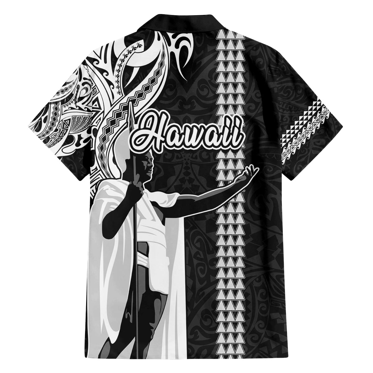 Hawaii Kahoolawe Island Family Matching Off Shoulder Short Dress and Hawaiian Shirt Hawaiian King and Kakau Symbols Abstract Shoulder Tattoo LT03 - Polynesian Pride