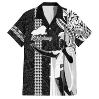Hawaii Kahoolawe Island Family Matching Short Sleeve Bodycon Dress and Hawaiian Shirt Hawaiian King and Kakau Symbols Abstract Shoulder Tattoo LT03 Dad's Shirt - Short Sleeve Black - Polynesian Pride