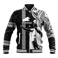 Custom Hawaii Kahoolawe Island Baseball Jacket Hawaiian King and Kakau Symbols Abstract Shoulder Tattoo LT03 Unisex Black - Polynesian Pride