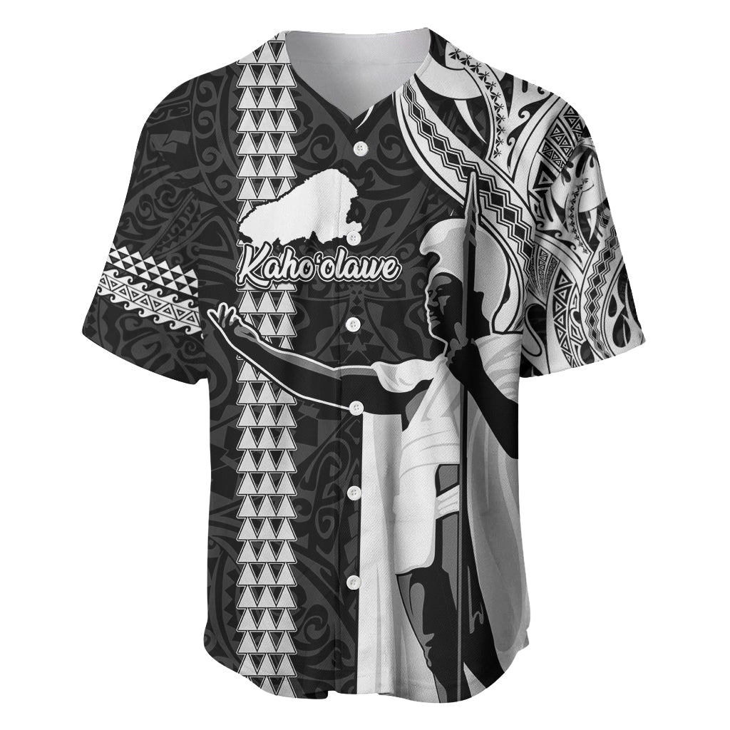 Custom Hawaii Kahoolawe Island Baseball Jersey Hawaiian King and Kakau Symbols Abstract Shoulder Tattoo LT03 Black - Polynesian Pride