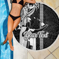 Custom Hawaii Kahoolawe Island Beach Blanket Hawaiian King and Kakau Symbols Abstract Shoulder Tattoo LT03 - Wonder Print Shop