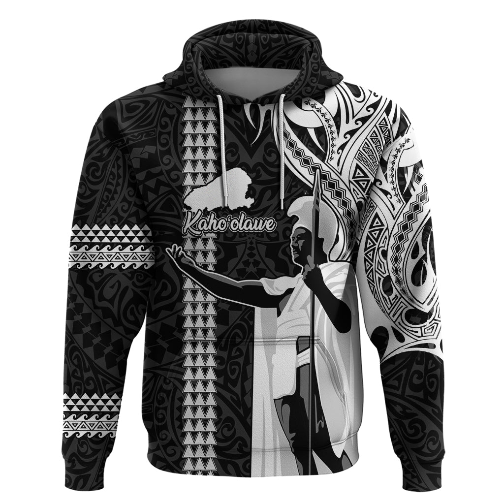 Custom Hawaii Kahoolawe Island Hoodie Hawaiian King and Kakau Symbols Abstract Shoulder Tattoo LT03 Pullover Hoodie Black - Polynesian Pride