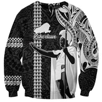 Custom Hawaii Kahoolawe Island Sweatshirt Hawaiian King and Kakau Symbols Abstract Shoulder Tattoo LT03 Unisex Black - Polynesian Pride