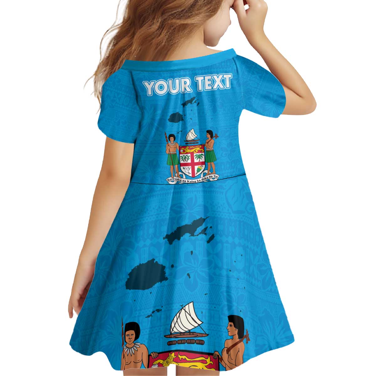 Fiji Merry Christmas Kid Short Sleeve Dress Santa Suit Style With Tapa Tribal Pattern