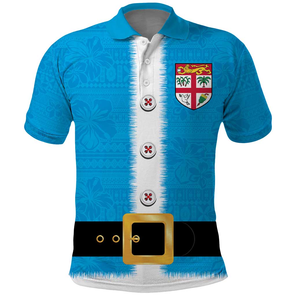 Fiji Merry Christmas Polo Shirt Santa Suit Style With Tapa Tribal Pattern