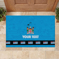 Fiji Merry Christmas Rubber Doormat Santa Suit Style With Tapa Tribal Pattern