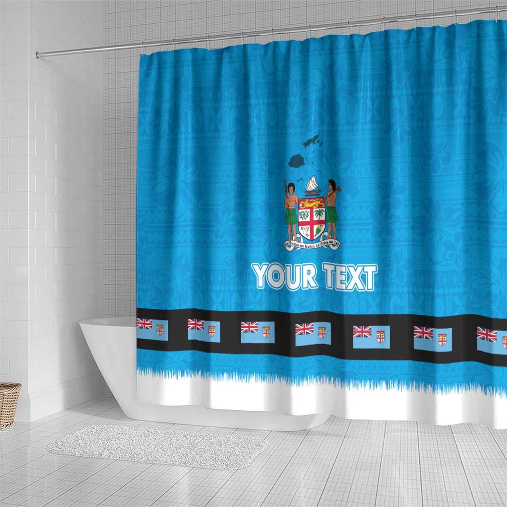 Fiji Merry Christmas Shower Curtain Santa Suit Style With Tapa Tribal Pattern