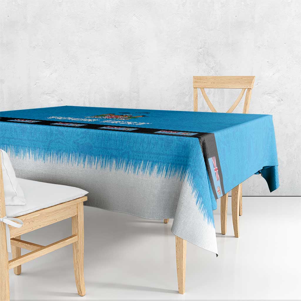 Fiji Merry Christmas Tablecloth Santa Suit Style With Tapa Tribal Pattern