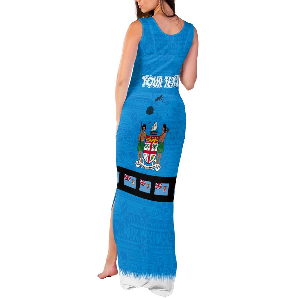 Fiji Merry Christmas Tank Maxi Dress Santa Suit Style With Tapa Tribal Pattern