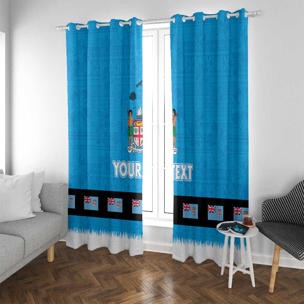 Fiji Merry Christmas Window Curtain Santa Suit Style With Tapa Tribal Pattern