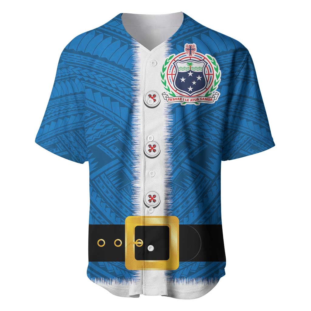 Samoa Merry Christmas Baseball Jersey Santa Suit Style With Tatau Tattoo Pattern