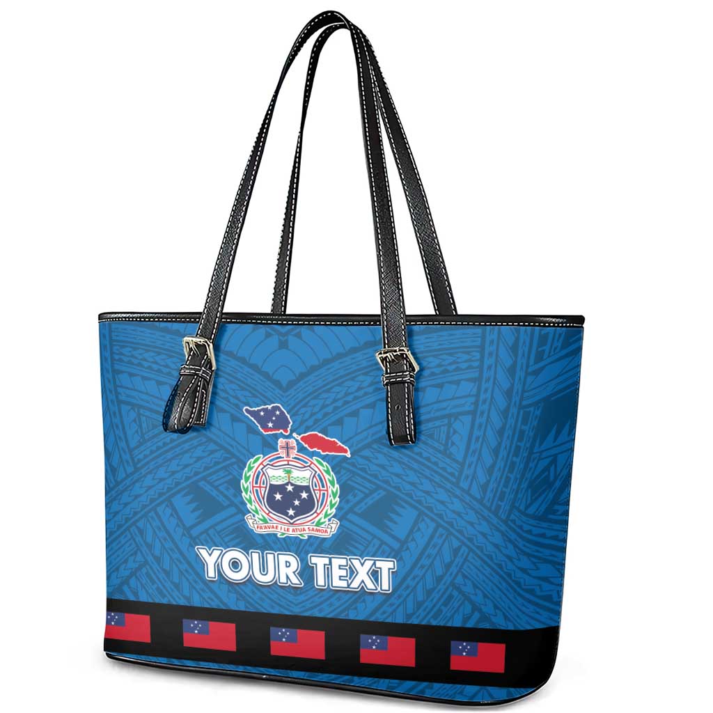 Samoa Merry Christmas Leather Tote Bag Santa Suit Style With Tatau Tattoo Pattern