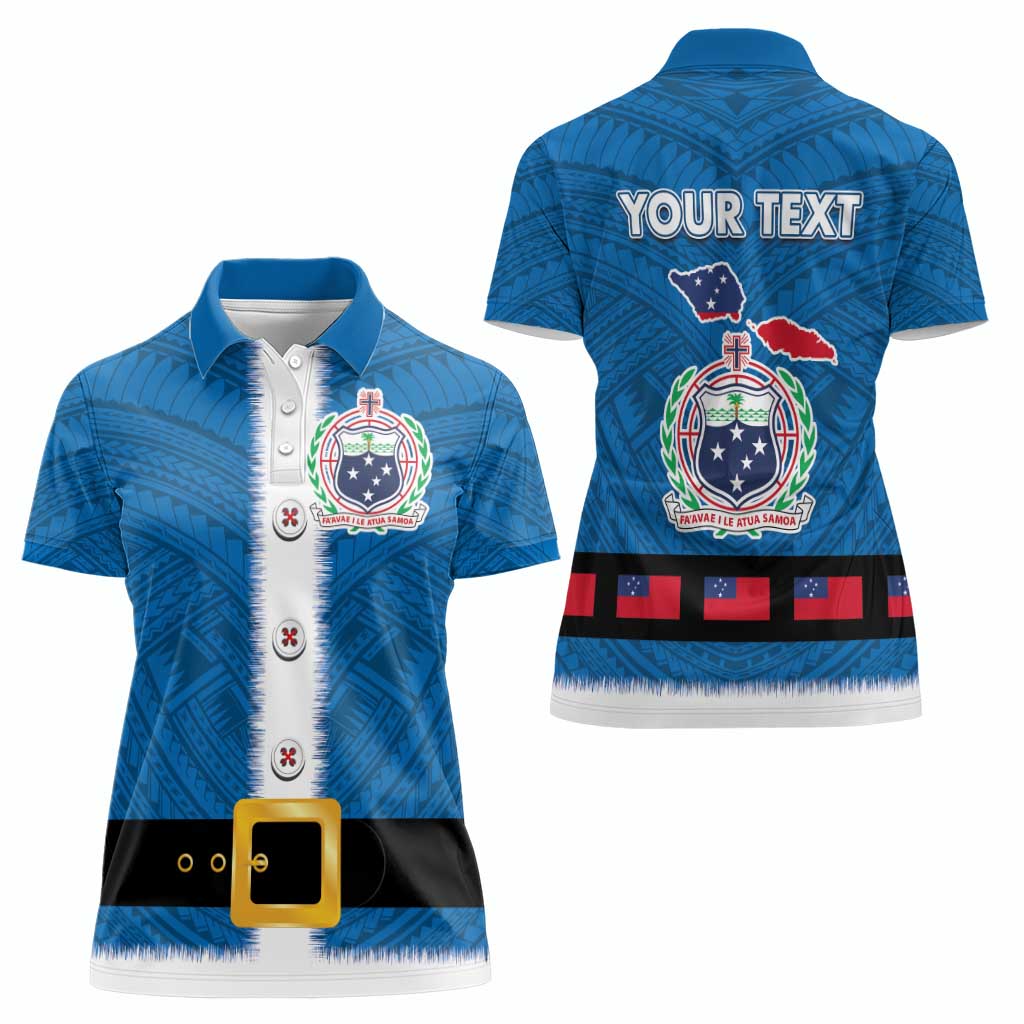 Samoa Merry Christmas Women Polo Shirt Santa Suit Style With Tatau Tattoo Pattern