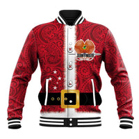Papua New Guinea Merry Christmas Baseball Jacket Santa Suit Style With Melanesian Pattern LT03 Unisex Red - Polynesian Pride