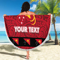 Papua New Guinea Merry Christmas Beach Blanket Santa Suit Style With Melanesian Pattern LT03 - Polynesian Pride