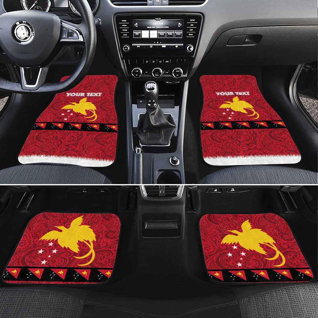 Papua New Guinea Merry Christmas Car Mats Santa Suit Style With Melanesian Pattern LT03 Set 4pcs Red - Polynesian Pride