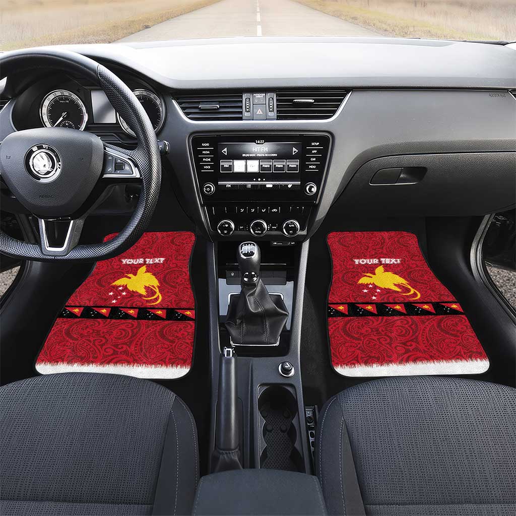 Papua New Guinea Merry Christmas Car Mats Santa Suit Style With Melanesian Pattern LT03 Set 2pcs - Front Red - Polynesian Pride