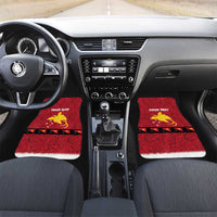 Papua New Guinea Merry Christmas Car Mats Santa Suit Style With Melanesian Pattern LT03 Set 2pcs - Front Red - Polynesian Pride