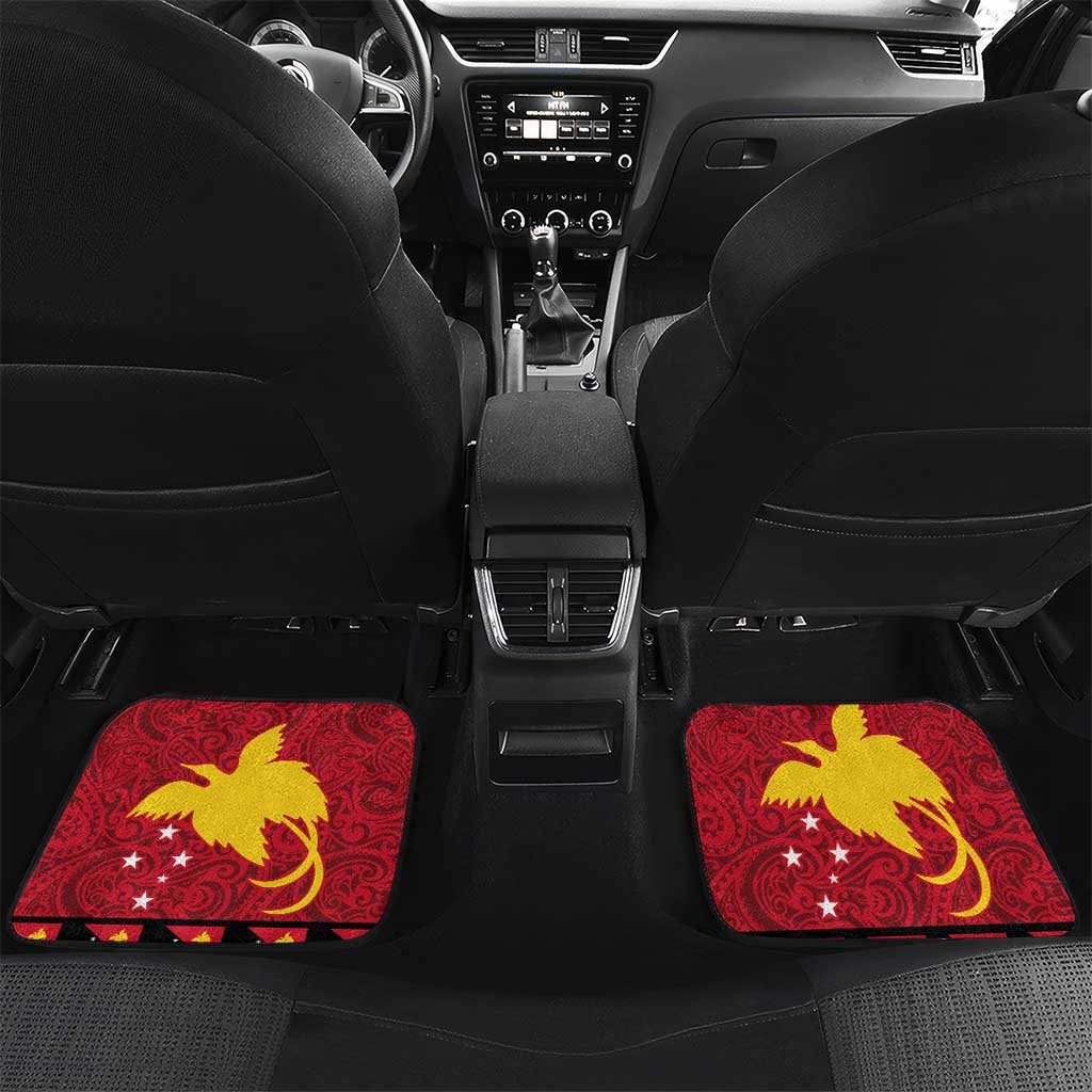 Papua New Guinea Merry Christmas Car Mats Santa Suit Style With Melanesian Pattern LT03 Set 2pcs - Back Red - Polynesian Pride