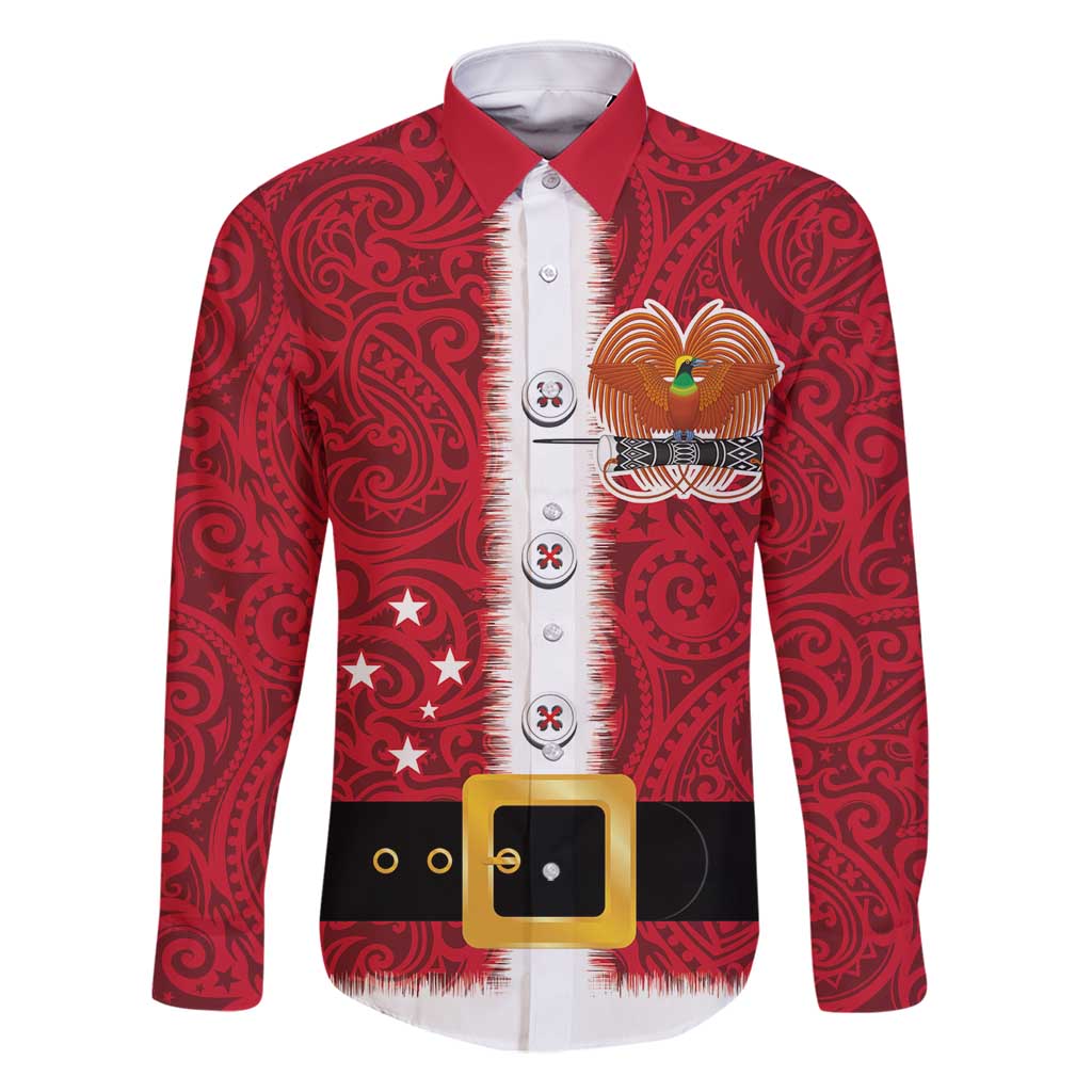 Papua New Guinea Merry Christmas Family Matching Tank Maxi Dress and Hawaiian Shirt Santa Suit Style With Melanesian Pattern