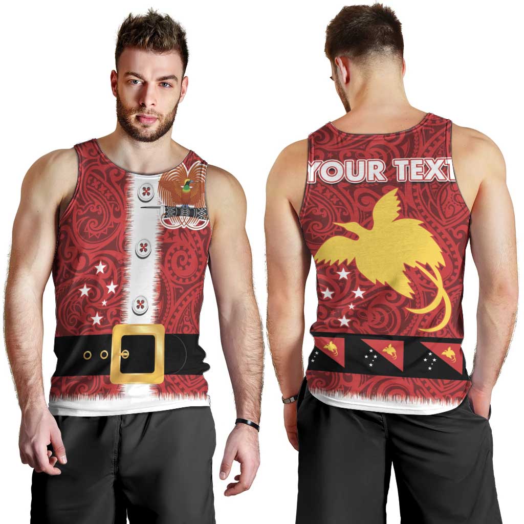 Papua New Guinea Merry Christmas Men Tank Top Santa Suit Style With Melanesian Pattern LT03 - Polynesian Pride