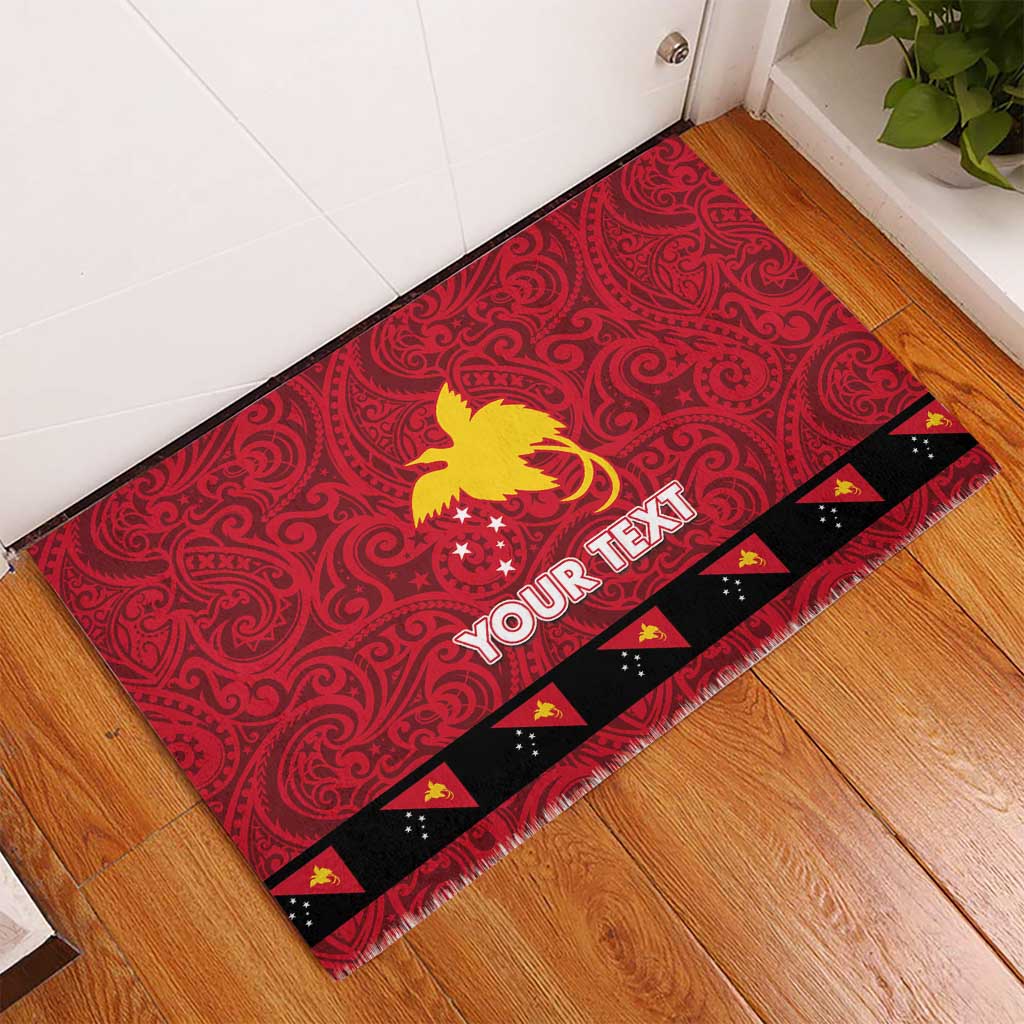 Papua New Guinea Merry Christmas Rubber Doormat Santa Suit Style With Melanesian Pattern LT03 - Polynesian Pride