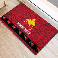 Papua New Guinea Merry Christmas Rubber Doormat Santa Suit Style With Melanesian Pattern LT03 - Polynesian Pride