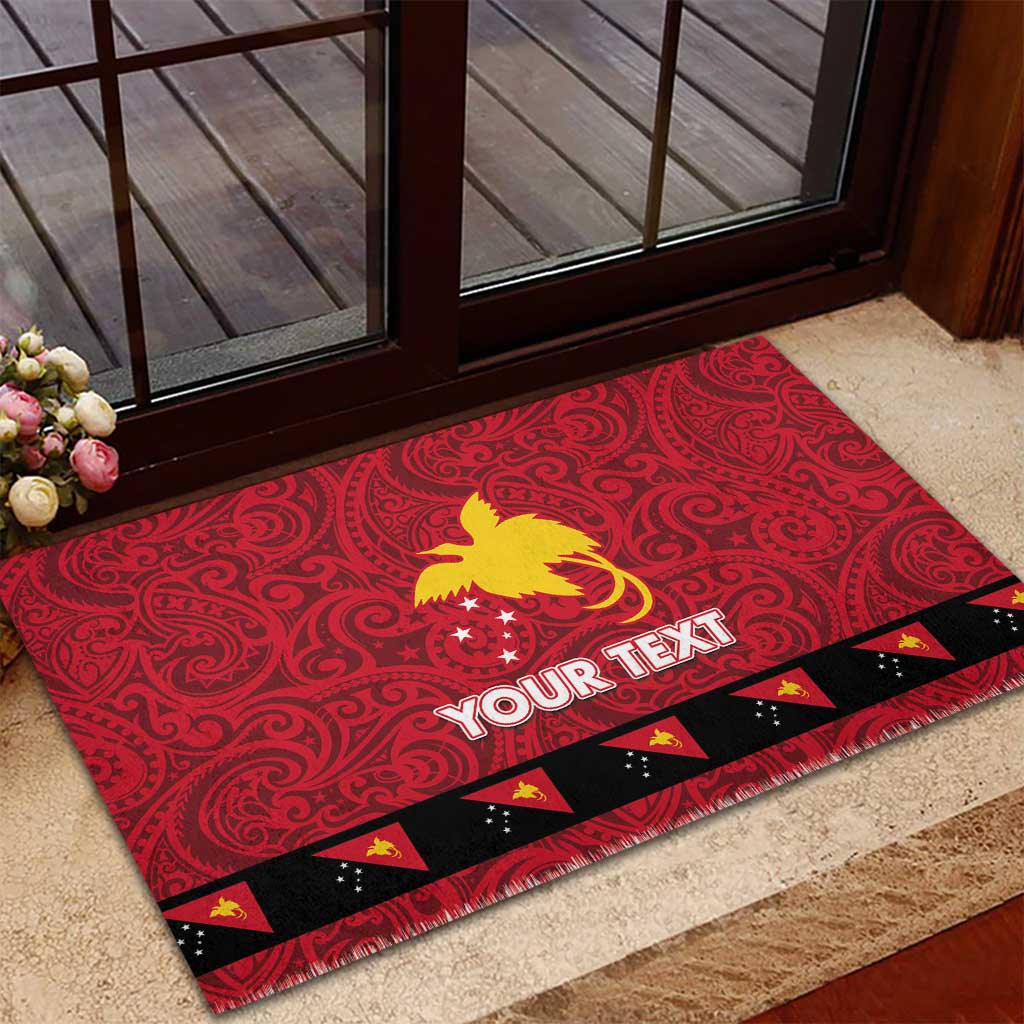 Papua New Guinea Merry Christmas Rubber Doormat Santa Suit Style With Melanesian Pattern LT03 - Polynesian Pride